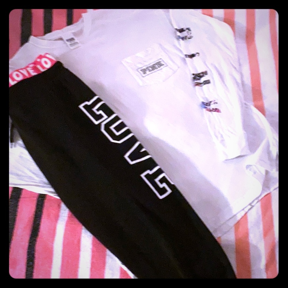 VS pink neon Capri jogger set XS/M